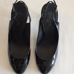 Black Chanel slingback heels